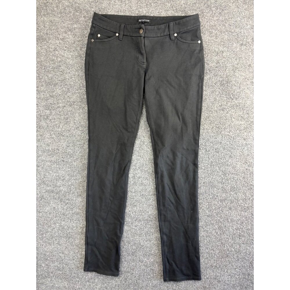 Eileen‎ Fisher Ponte Pants Women's 4 Black Skinny Pockets Low Rise Button Zip